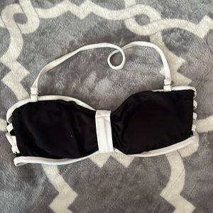 White and black swim suit.
